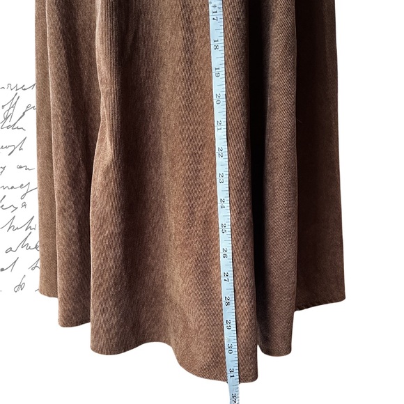 Women's Brown Corduroy A-Line Midi Skirt - Picture 5 of 5